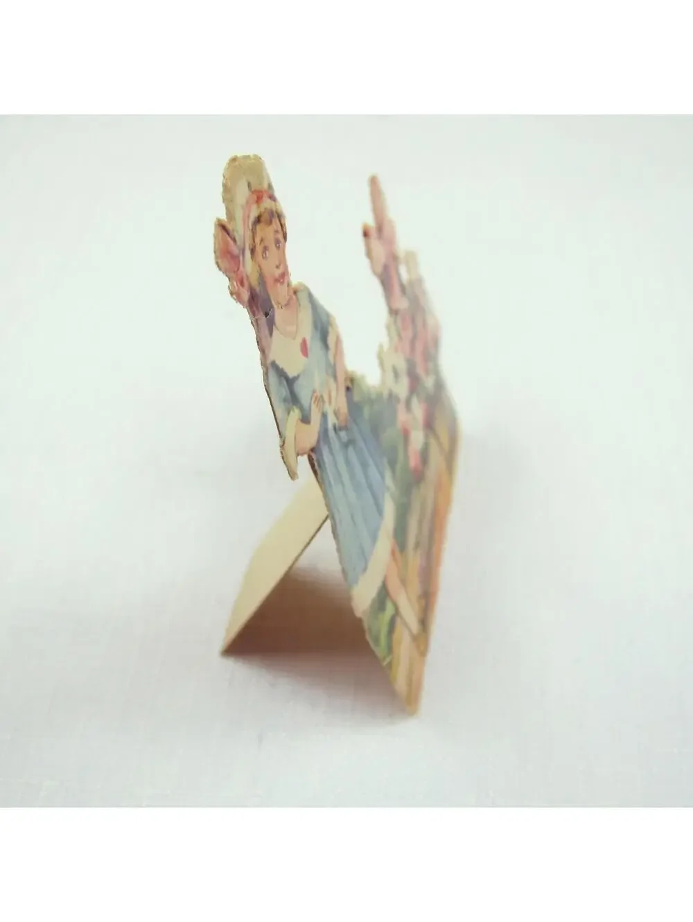 Vintage Valentine Die Cut Stand Up Victorian Girl Germany 1920-30s UNSIGNED